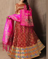 VF - Evergreen Jacquard Silk Maroon Lehenga Choli